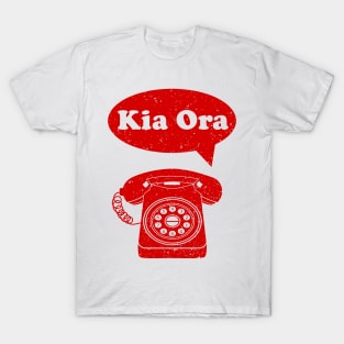 Kia Ora Maori Language retro phone T-Shirt